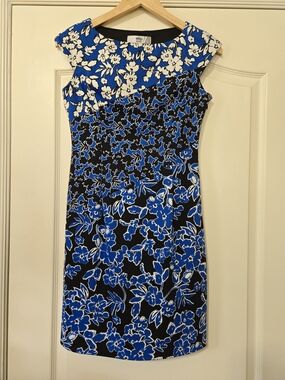 Wisp Blue Floral Midi Sheath Dress